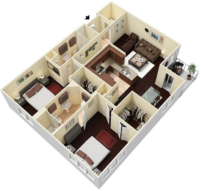 2 Beds • 2 Bath T029 floor plan